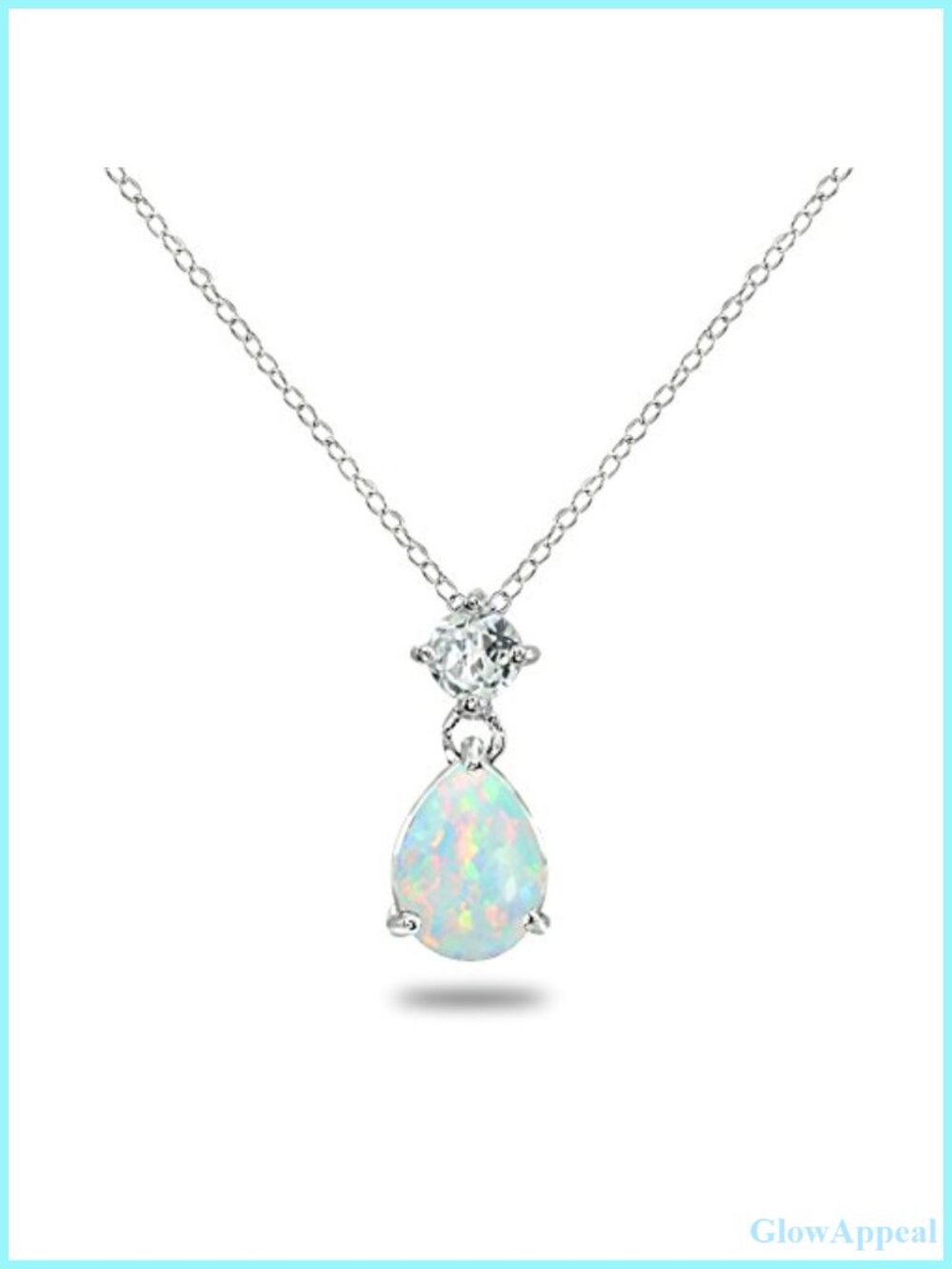 Sterling Silver Pear-Cut Created Opal Teardrop Slide Necklace 18"